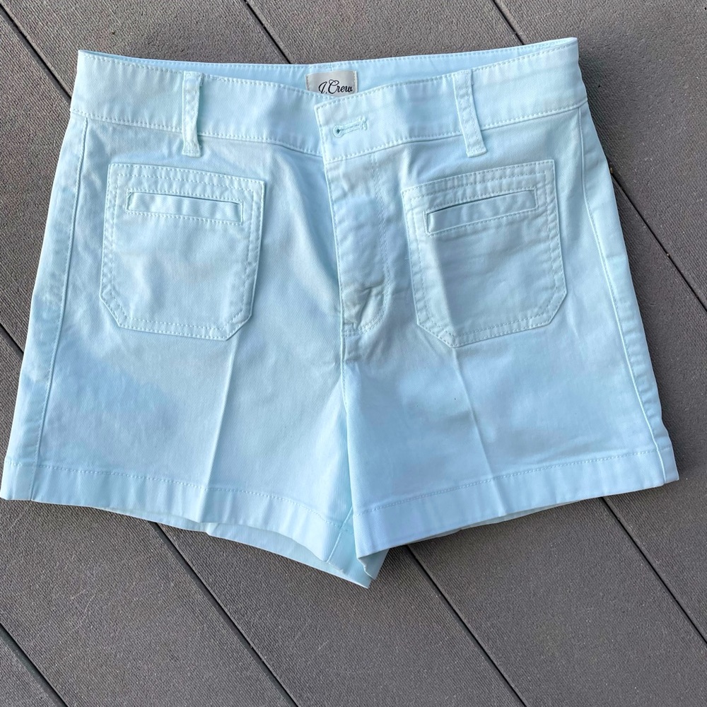 J Crew Stretch Chino Shorts - Patch Pockets - Sky Blue - Size 0